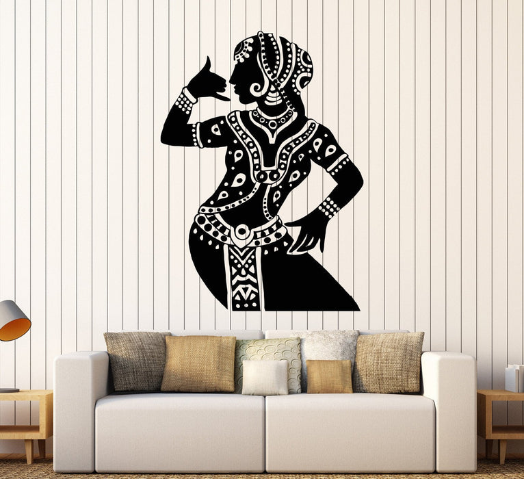 Vinyl Wall Decal Indian Dancer Girl Devadasi Hindu Woman Dance Studio Stickers Unique Gift (776ig)