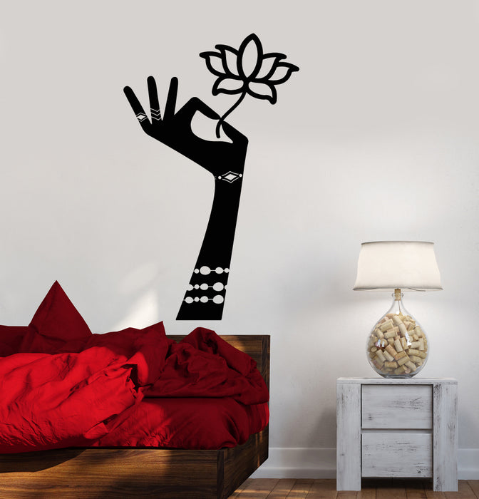 Autocollant mural en vinyle Hindouisme Mehndi Fleur de Lotus Autocollants de salle de méditation (3323ig) 