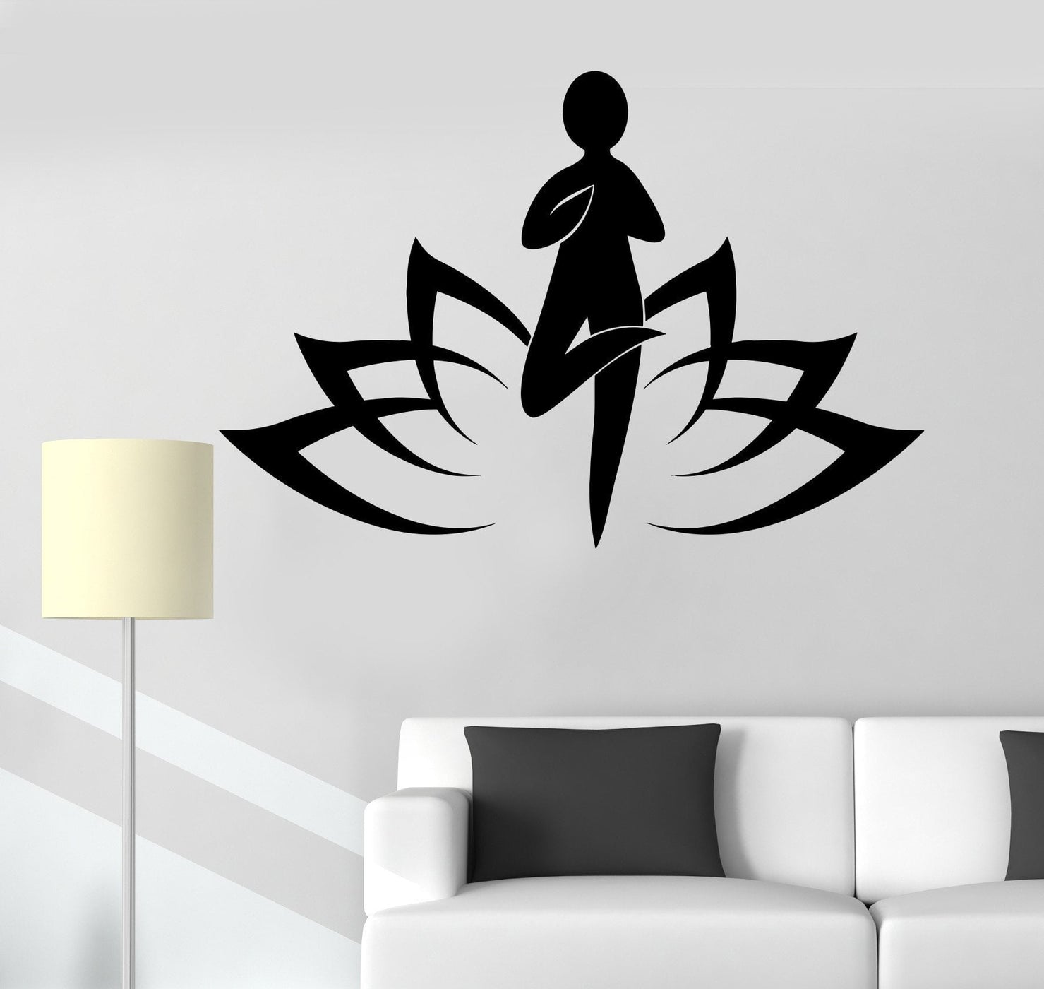 Vinyl Wall Decal Lotus Yoga Pose Meditation Room Hindu Hinduism Sticke ...