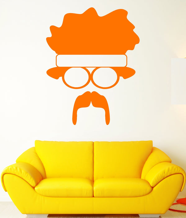 Vinyl Wall Decal Hippie Man Mustache Afro Hairstyle Retro Style Stickers Unique Gift (1602ig)