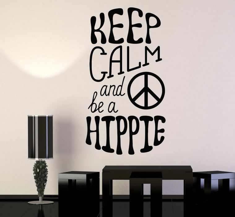 Vinyl Wall Decal Quote Hippie Peace Love Symbol Stickers Unique Gift (931ig)