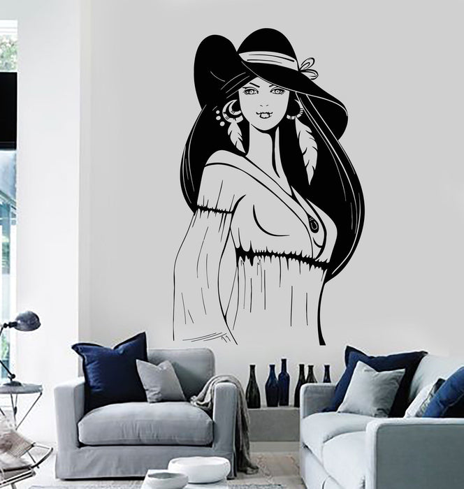 Vinyl Wall Decal Hippie Chic Bohemian Girl Ethnic Style Stickers Unique Gift (ig3820)