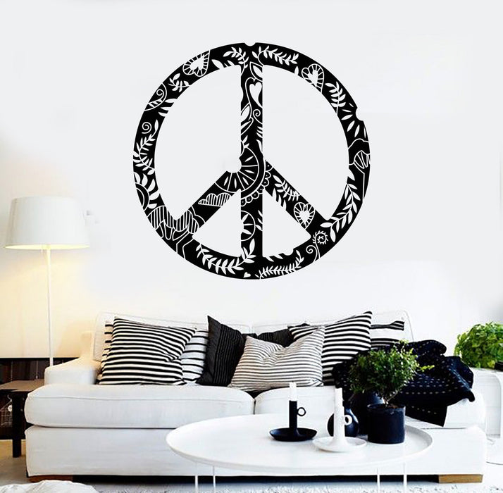 Vinyl Wall Decal Hippie Symbol Ornament Peace Love Stickers Mural Unique Gift (ig4290)
