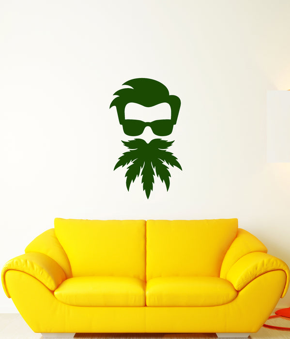 Виниловые наклейки на стену смешные хипстерские бороды конопли в солнцезащитных очках наклейки (3983ig)