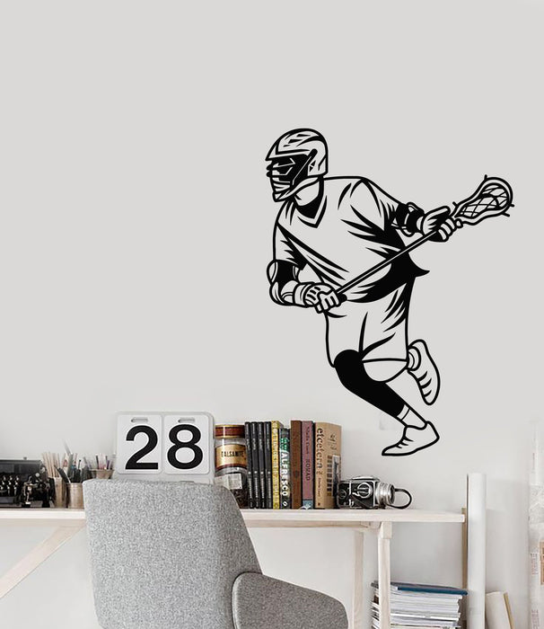 Vinyl Wall Decal Sports Game Field Hockey Player Schoolboy Stickers (2841ig)