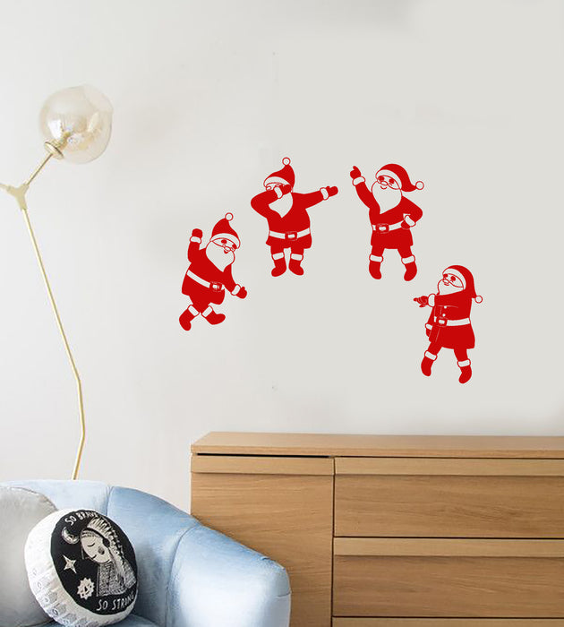 Vinyl Wall Decal Santa Claus Party Funny Dancing New Year Christmas Stickers (4162ig)