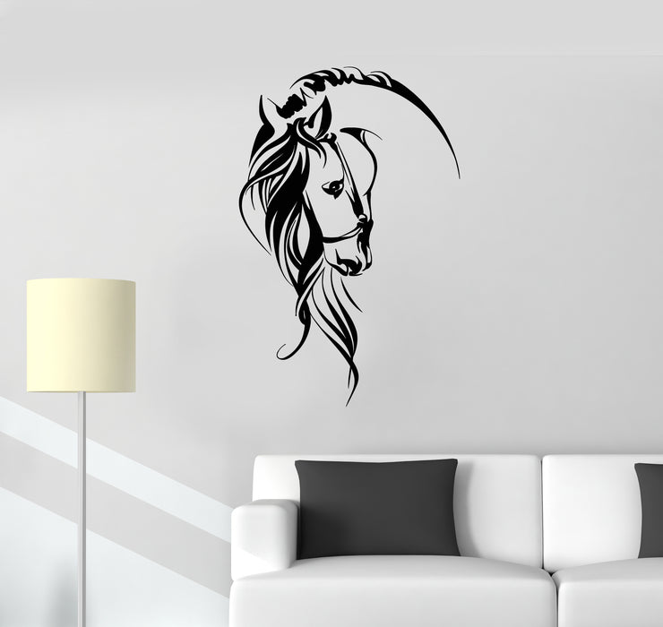 Vinyl Wall Decal Abstract Beautiful Horse Mane Head Home Animal Stickers (3508ig)