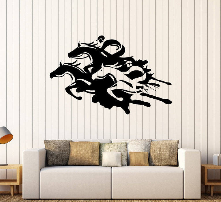 Vinyl Wall Decal Horse Racing Horseback Riding Equestrian Sport Stickers Unique Gift (412ig)