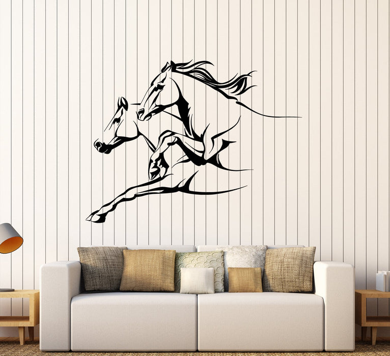 Vinyl Wall Decal Abstract Galloping Horses House Pet Animal Stickers (2534ig)