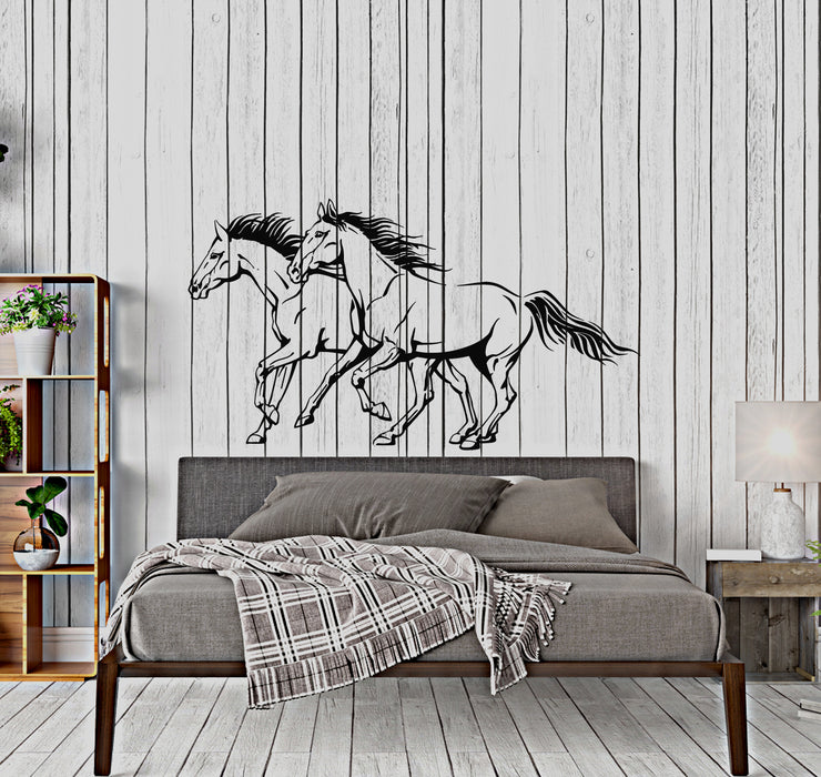 Виниловая наклейка на стену Дикий дух Романтика Две лошади, скачки Свобода Мустанг Животные Наклейки (4184ig)
