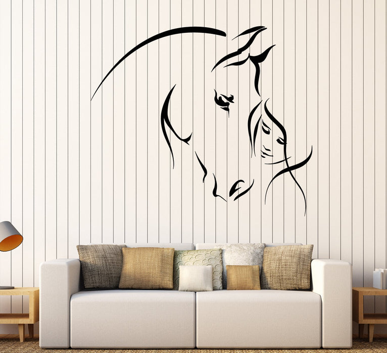 Vinyl Wall Decal Abstract Horse Head Girl Pet Animal Stickers Unique Gift (1900ig)