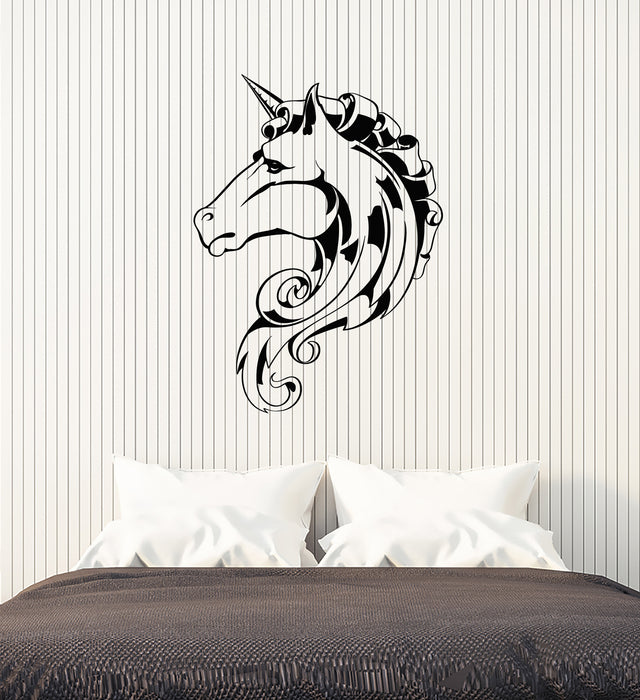 Vinyl Wall Decal Abstract Ornament Head Horse Unicorn Stickers (3951ig)