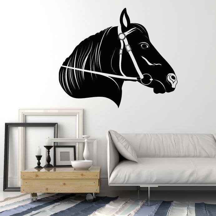 Vinyl Wall Decal Head Horse Harness Pet Animal Racehorse Stickers Unique Gift (1973ig)