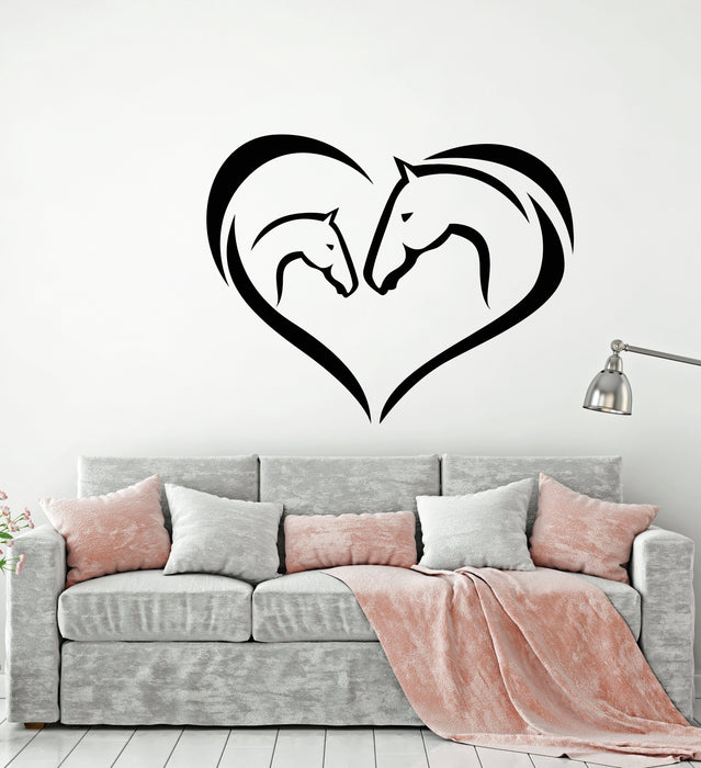 Vinyl Wall Decal Abstract Heart Symbol Horse Head Foal Stickers (2470ig)