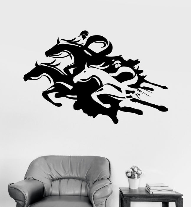 Vinyl Wall Decal Horse Racing Horseback Riding Equestrian Sport Stickers Unique Gift (412ig)