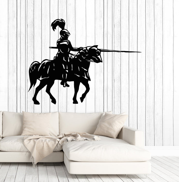 Autocollant mural en vinyle Cavalier Joute Guerrier avec lance Autocollants Cadeau unique (1589ig)