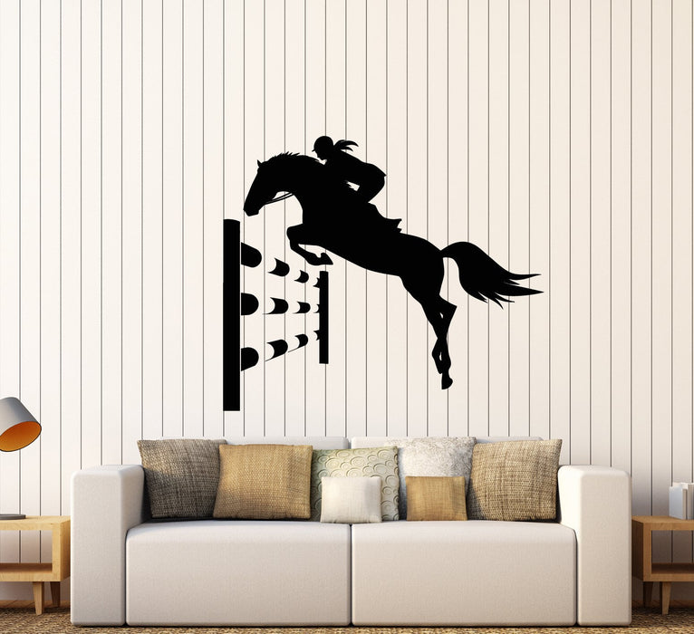 Vinyl Wall Decal Horse Rider Girl Tournament Sport Animal Stickers (2466ig)