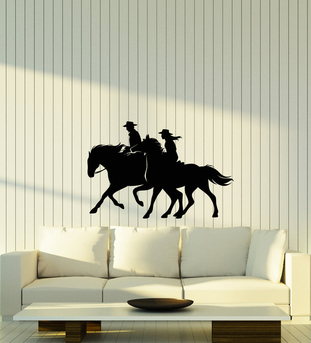 Vinyl Wall Decal Horse Riders Love Romance Woman and Man Stickers (3998ig)