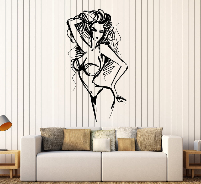 Vinyl Wall Decal Sexy Hot Girl Naked Woman Striptease Stickers Unique Gift (956ig)