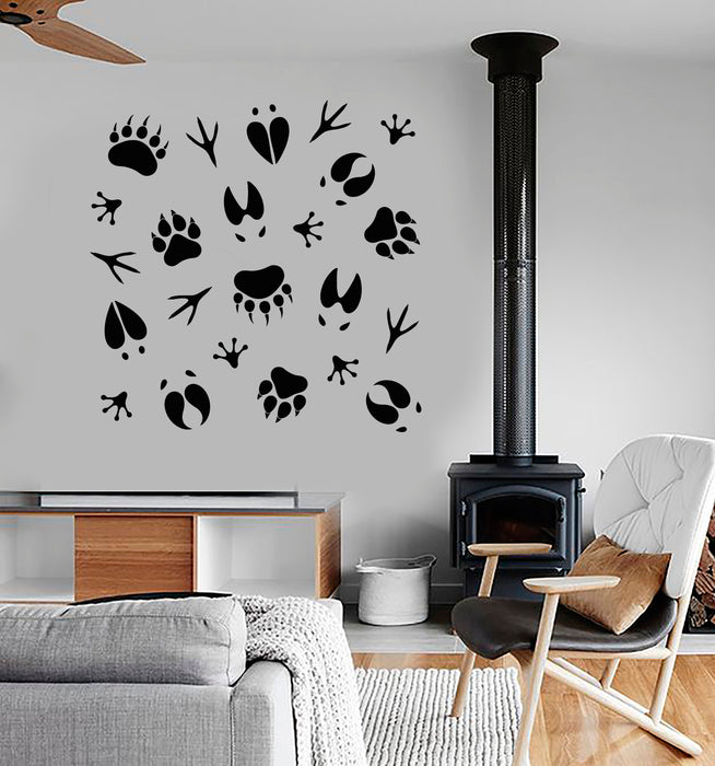 Vinyl Wall Decal Forest Animal Tracks Nature Hunting Club Hunter Stickers (3726ig)