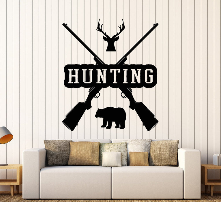 Vinyl Wall Decal Hunting Weapon Hunter Hobby Art Stickers Unique Gift (ig3767)