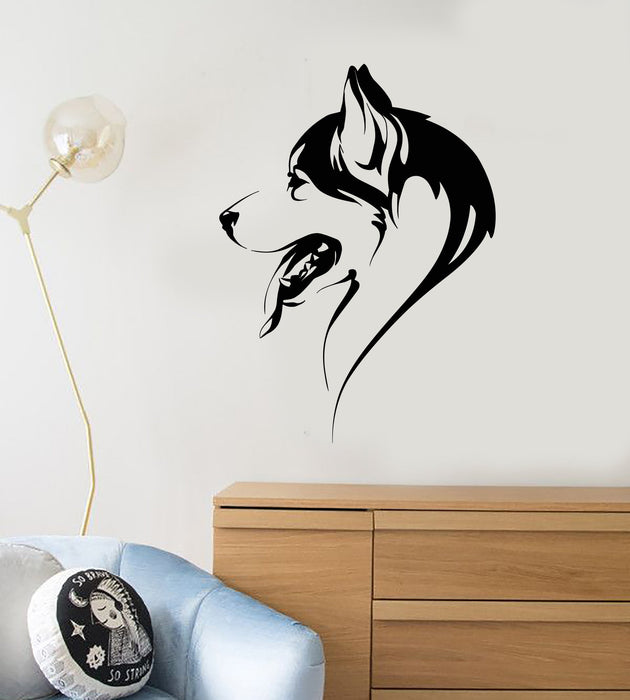Vinyl Wall Decal Abstract Dog Head Of Husky Animal Pet Stickers (2795ig)