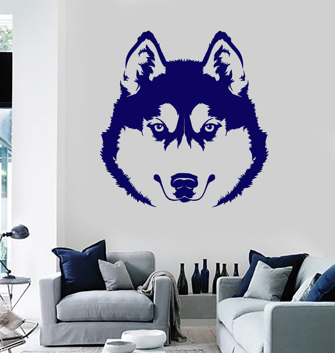 Vinyl Wall Decal Husky Head Dog Pet Stickers Mural Unique Gift (ig3879)