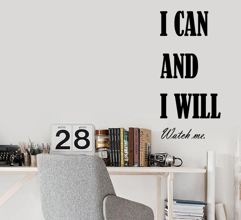 Vinyl Wall Decal Stickers Motivation Quote Words I Can And I Will Inspiring Letters 2008ig (10 in x 22.5 in)