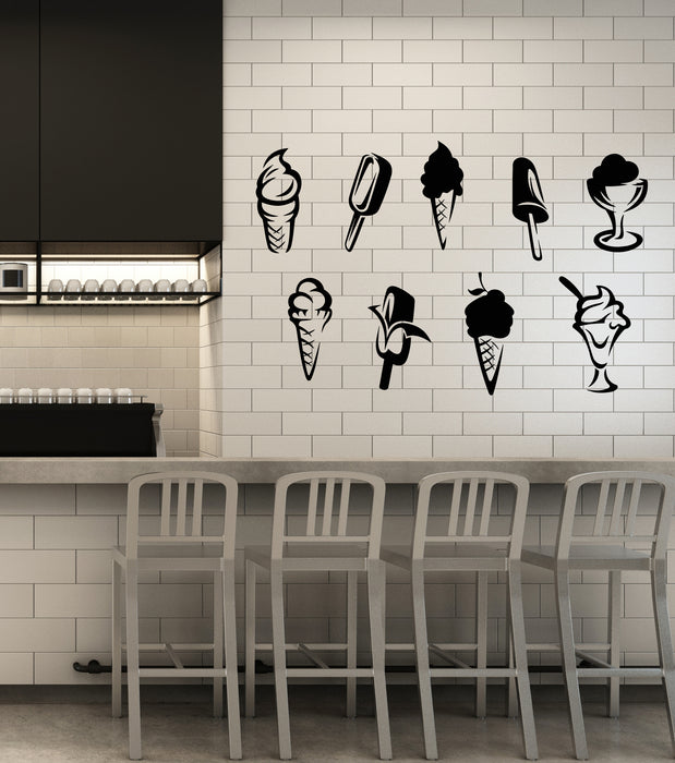 Vinyl Wall Decal Ice Cream Parlor Dessert Kitchen Decor Stickers (3817ig)