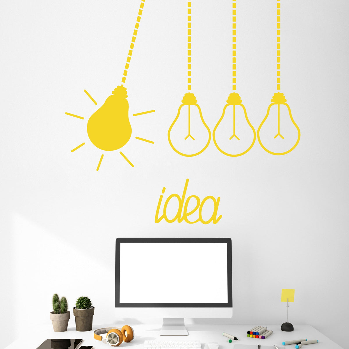 Vinyl Wall Decal Light Bulbs Idea Funny Office Decor Stickers Unique G ...