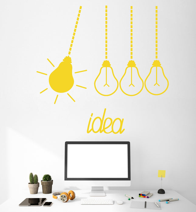 Vinyl Wall Decal Light Bulbs Idea Funny Office Decor Stickers Unique Gift (1592ig)