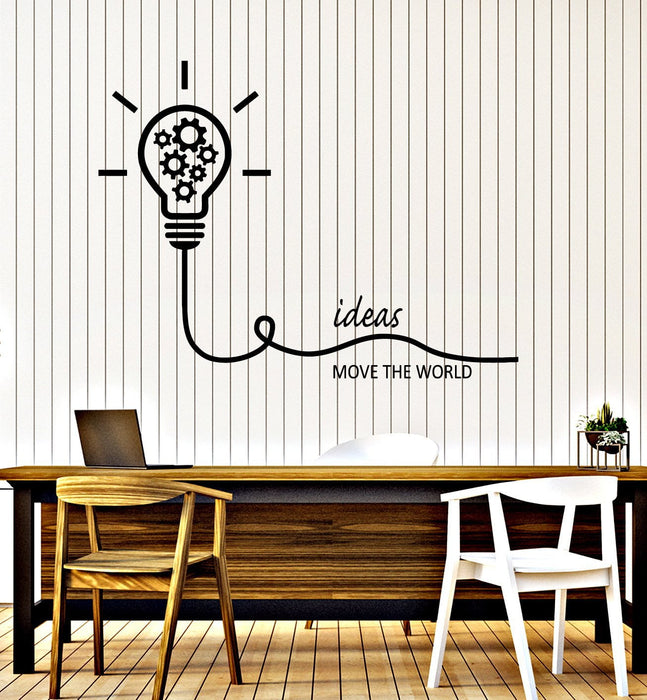 Vinyl Wall Decal Motivation Quote Ideas Move The Earth Light Bulb Stickers (3027ig)