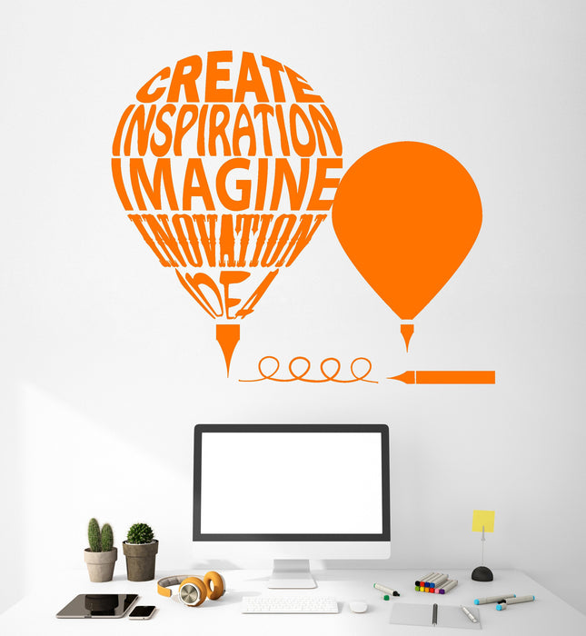 Vinyl Wall Decal Air BalloonCreative Motivation Word Quote Pen Stickers Unique Gift (1723ig)