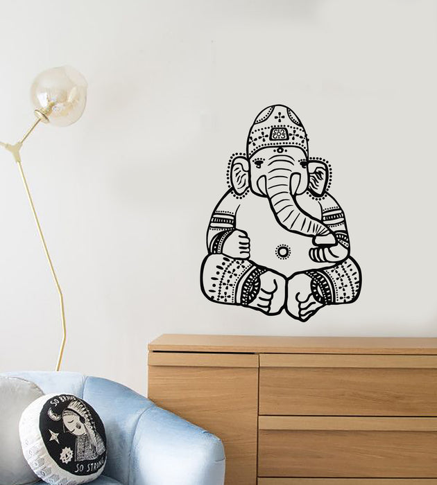Vinyl Wall Decal Cartoon Ganesha God Elephant Hinduism India For Kids Room Stickers (4171ig)