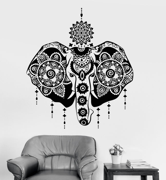 Vinyl Wall Decal Indian Elephant God Hinduism India Head Symbol Animal Stickers Unique Gift (803ig)