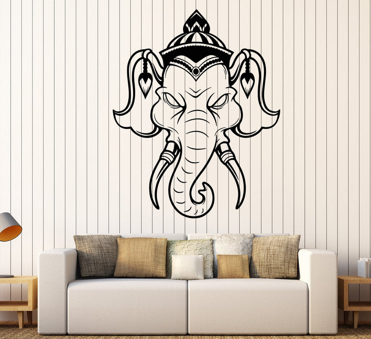 Vinyl Wall Decal Indian Elephant Head Animal Hindu Stickers Unique Gift (646ig)