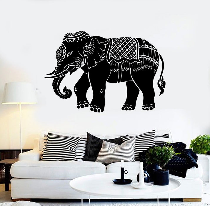 Vinyl Wall Decal Indian Elephant Ornament Animal Stickers Mural Unique Gift (ig3862)