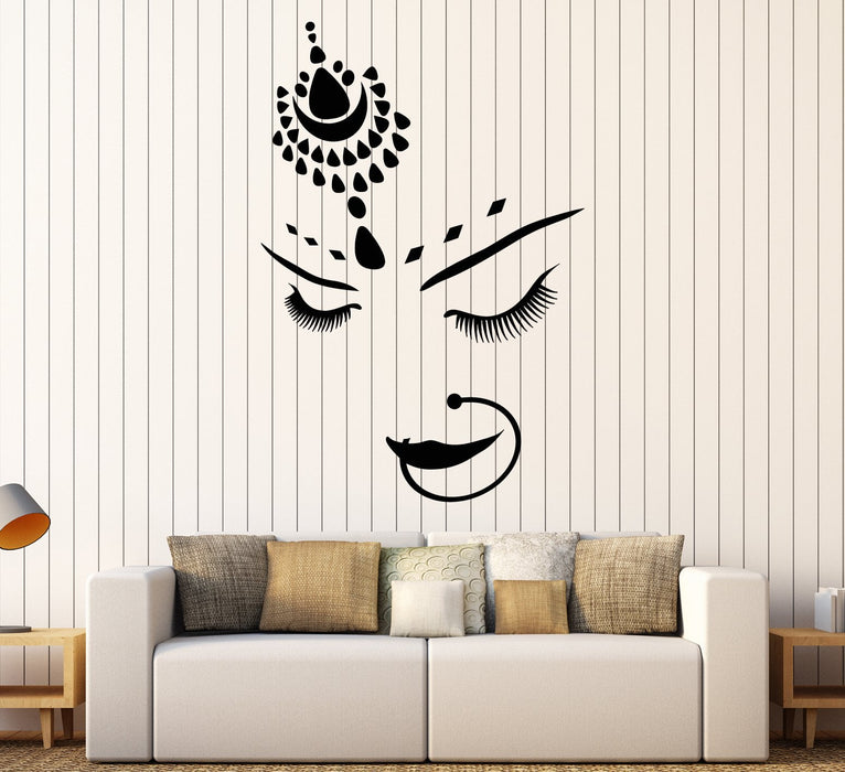 Vinyl Wall Decal India Hindu Bride Girl Beautiful Face Piercing Stickers Unique Gift (1804ig)