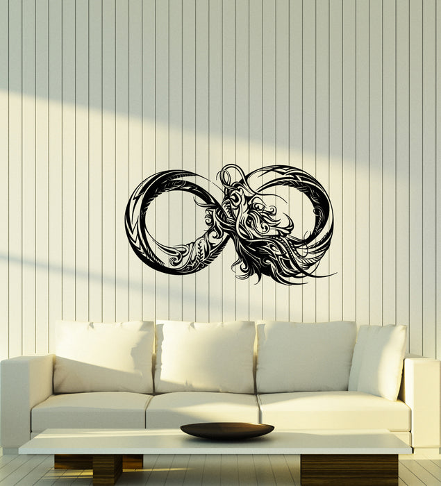 Vinyl Wall Decal Abstract Pattern Infinity Symbol Asian Chinese Dragon Stickers (4121ig)