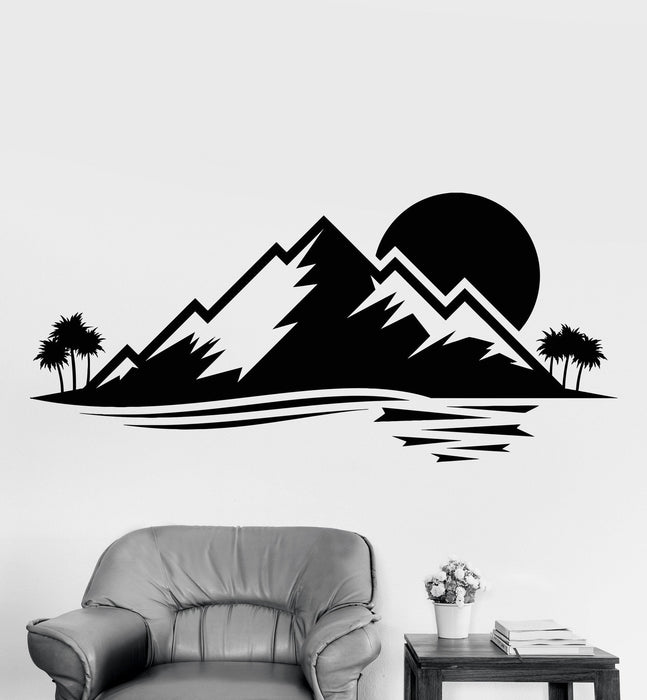 Vinyl Wall Decal Island Nature Palm Tree Mountain Sunset Stickers Unique Gift (873ig)