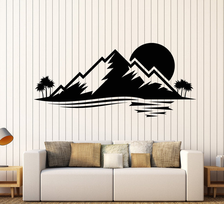 Vinyl Wall Decal Island Nature Palm Tree Mountain Sunset Stickers Unique Gift (873ig)