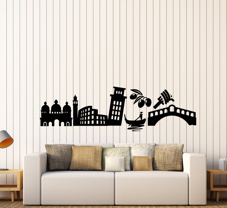 Vinyl Wall Decal Italy Country Attractions Sights Traveling Stickers (3459ig)