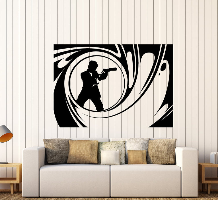 Виниловые наклейки на стену Агент 007 Шпион Джеймс Бонд Герой Фильма Наклейки (2951ig)