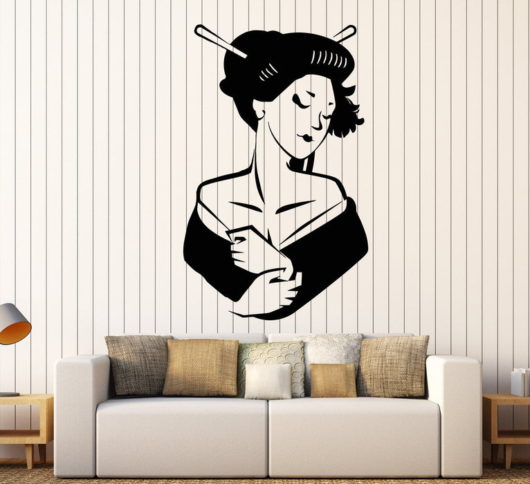 Autocollant mural en vinyle pour fille asiatique, femme japonaise, geisha (2166ig)