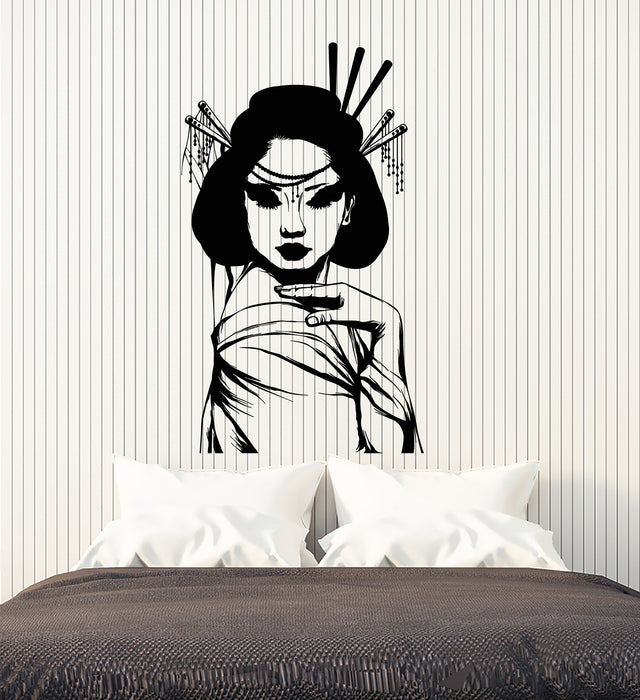 Vinyl Wall Decal Japanese Geisha Girl Asian Style Woman Stickers (3275ig)