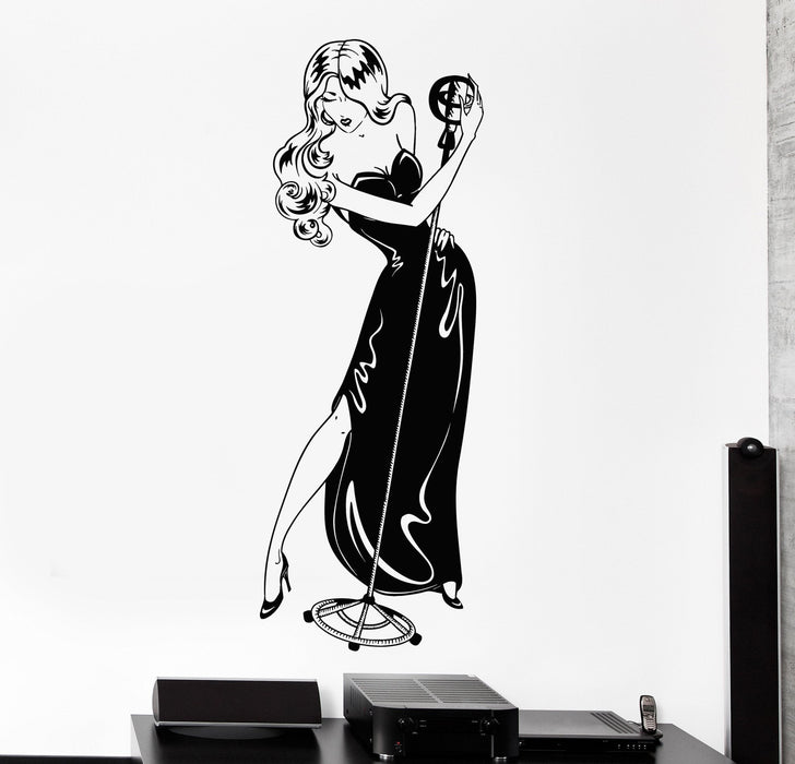 Wall Sticker Vinyl Decal Sexy Woman Black Dress Retro Music Singer Unique Gift (ig1956)