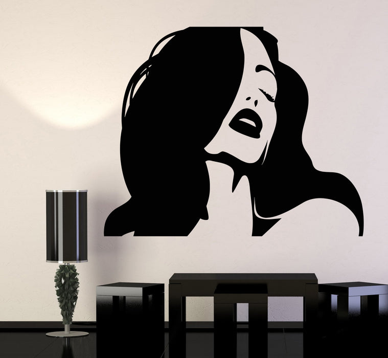 Vinyl Wall Decal Sexy Girl Hot Lips Woman Head Actress Model Jolie Stickers Unique Gift (1244ig)