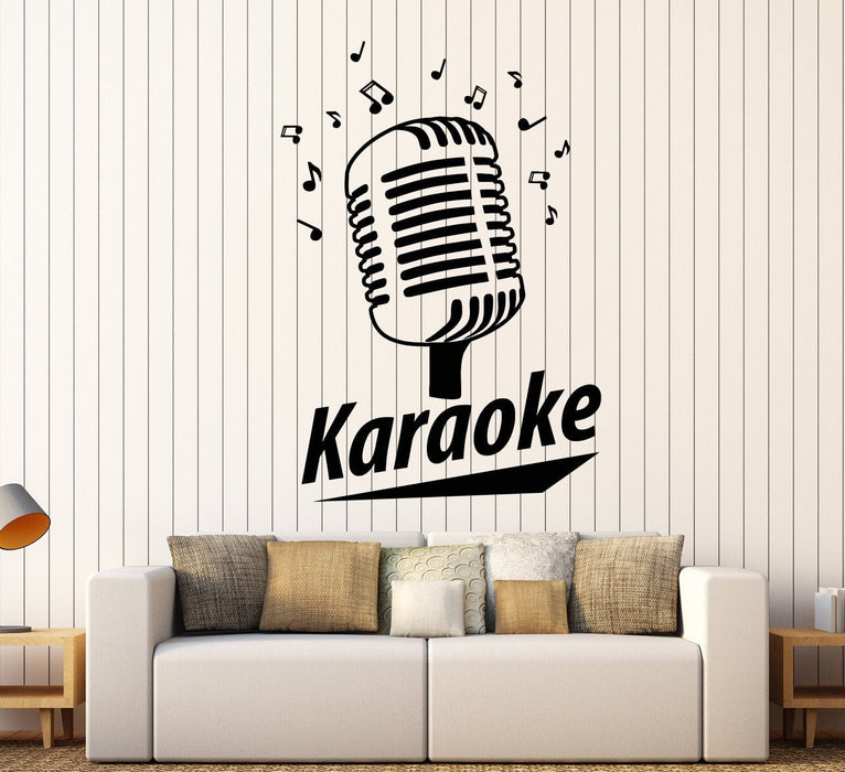 Vinyl Wall Decal Karaoke Club Retro Microphone Song Singer Stickers Unique Gift (1067ig)