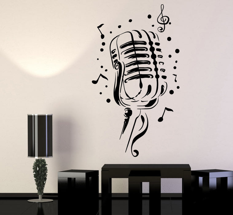 Vinyl Wall Decal Retro Microphone Singer Song Karaoke Club Stickers Unique Gift (1215ig)