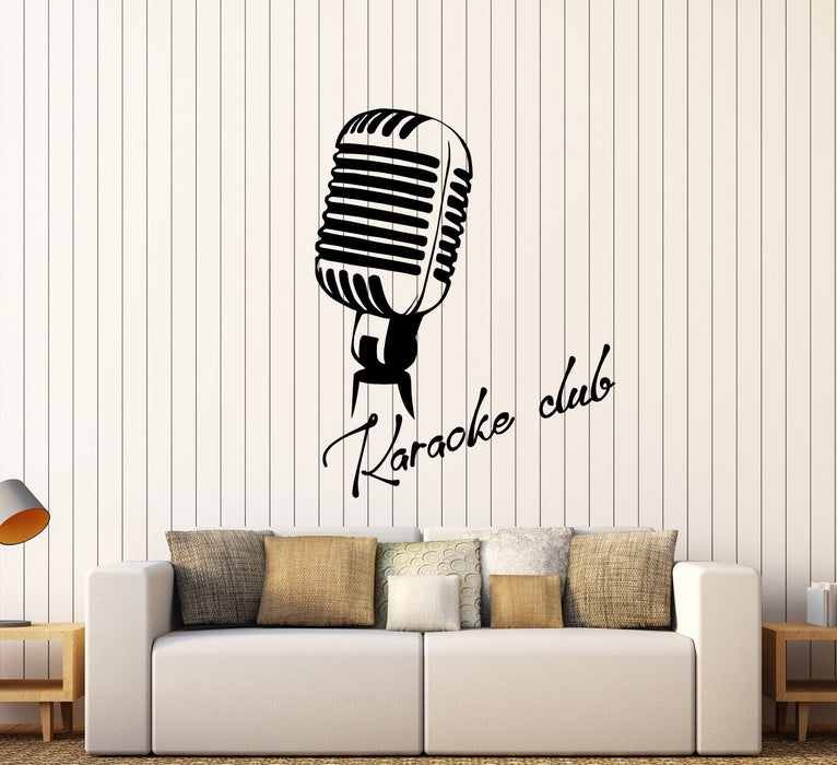 Виниловые наклейки на стену ретро микрофон караоке клуб вывеска логотип наклейки (3134ig) 